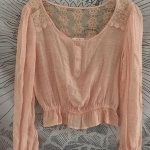lacey pink blouse